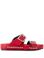 Alexander Mcqueen Buckled Slip-on Sandals - Red