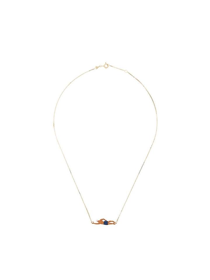 Aliita 9kt Gold Swimmer Necklace - Deep Blue