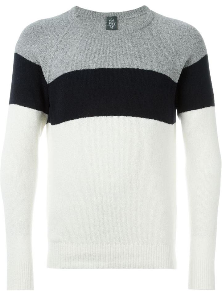 Eleventy Colour Block Sweater, Men's, Size: Xl, Grey, Cotton/polyamide