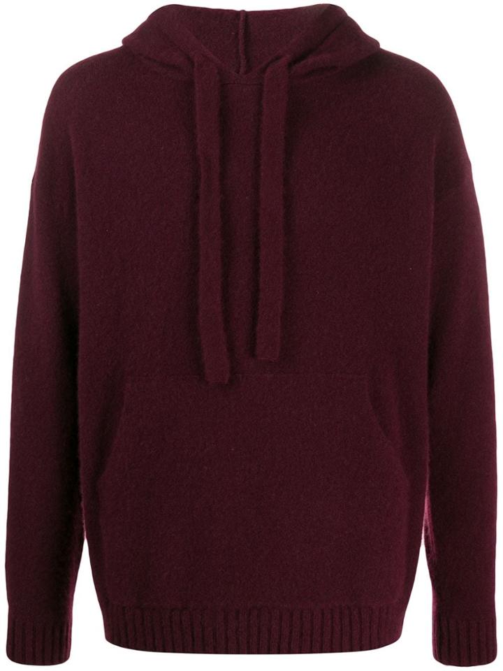 Laneus Knitted Hooded Jumper - Red