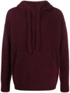 Laneus Knitted Hooded Jumper - Red