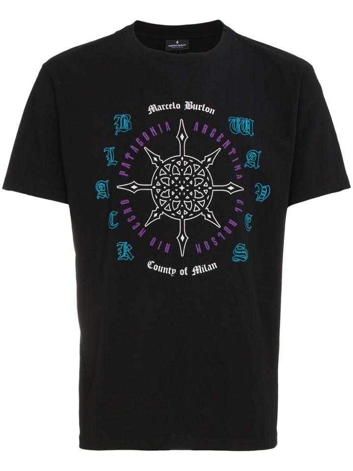 Marcelo Burlon County Of Milan Rosone Print Short Sleeve T Shirt -