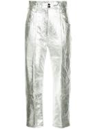 Petar Petrov Metallic Cropped Trousers - Silver