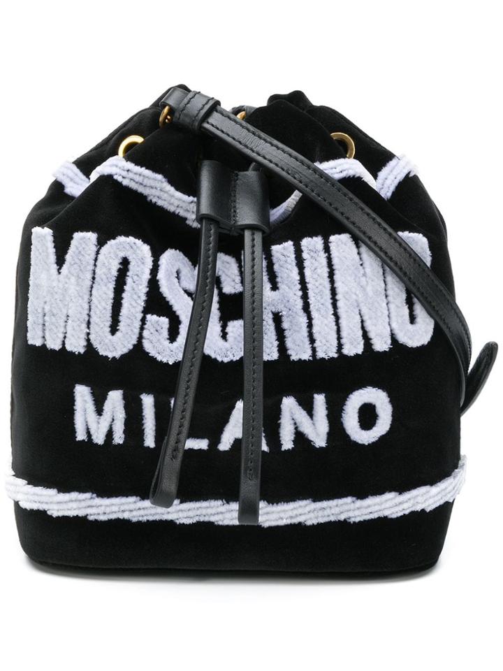 Moschino Logo Bucket Bag - Black