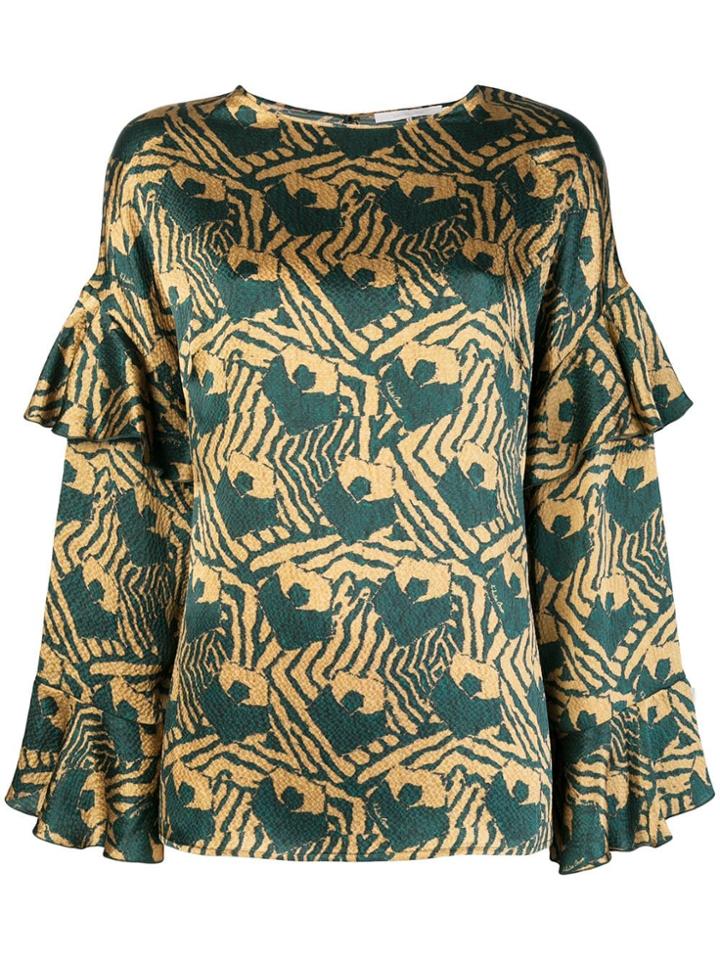 L'autre Chose Ruffled Sleeve Blouse - Green