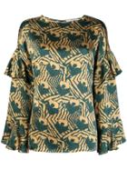L'autre Chose Ruffled Sleeve Blouse - Green