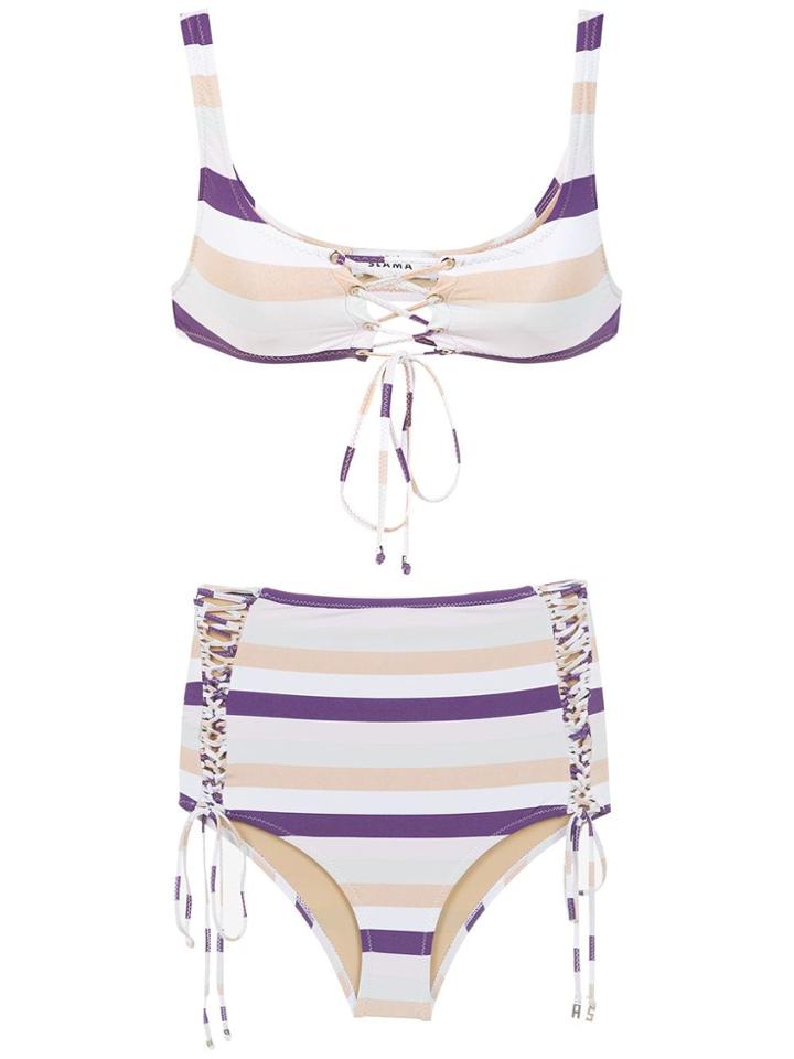 Amir Slama Striped Bikini Set - Pink