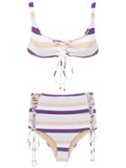 Amir Slama Striped Bikini Set - Pink