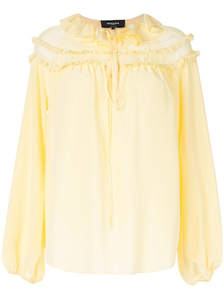 Rochas Ruffled Neck Blouse - Yellow