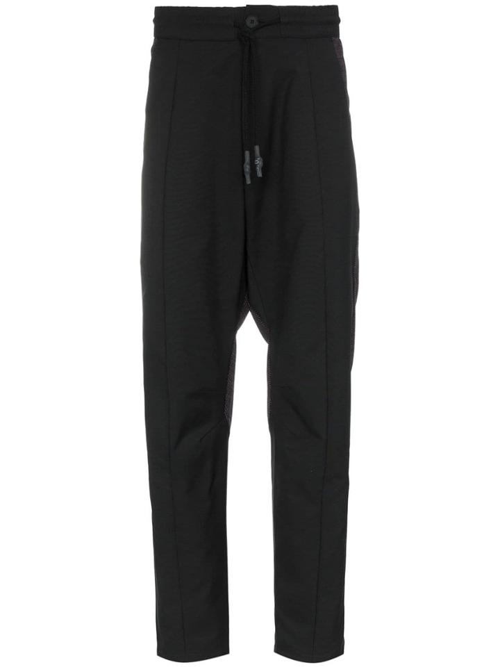 Byborre Contrast Knit Cotton Trackies - Black