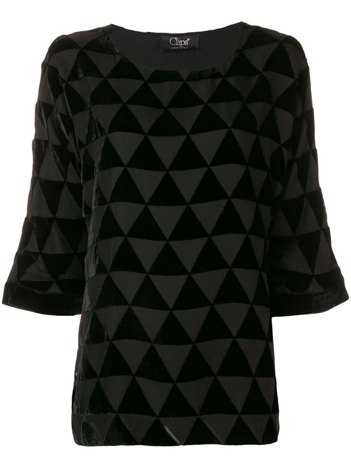 Clips Triangle Mosaic Blouse - Black