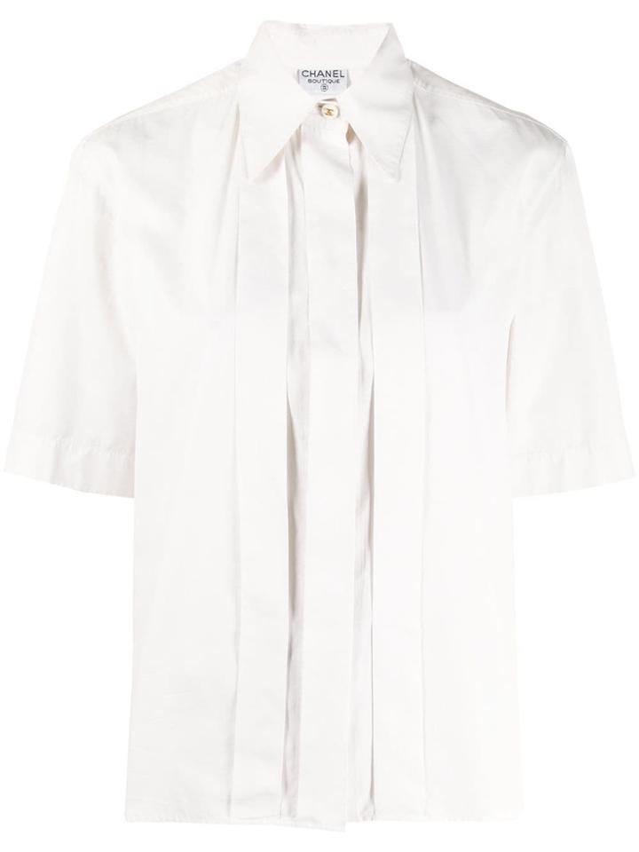 Chanel Pre-owned 1990's Pleated Details Shortsleeved Shirt - White
