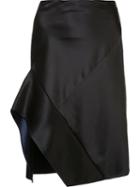 Narciso Rodriguez Contrast Trim Asymmetric Skirt, Women's, Size: 44, Black, Silk Satin
