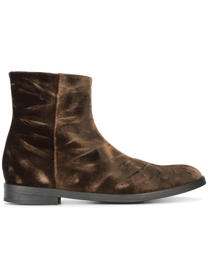 Ann Demeulemeester Crushed Velvet Chelsea Boots - Brown