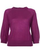Co Ruffle-trim Fitted Sweater - Pink & Purple