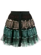Wandering Lace Ruffled Skirt - Black