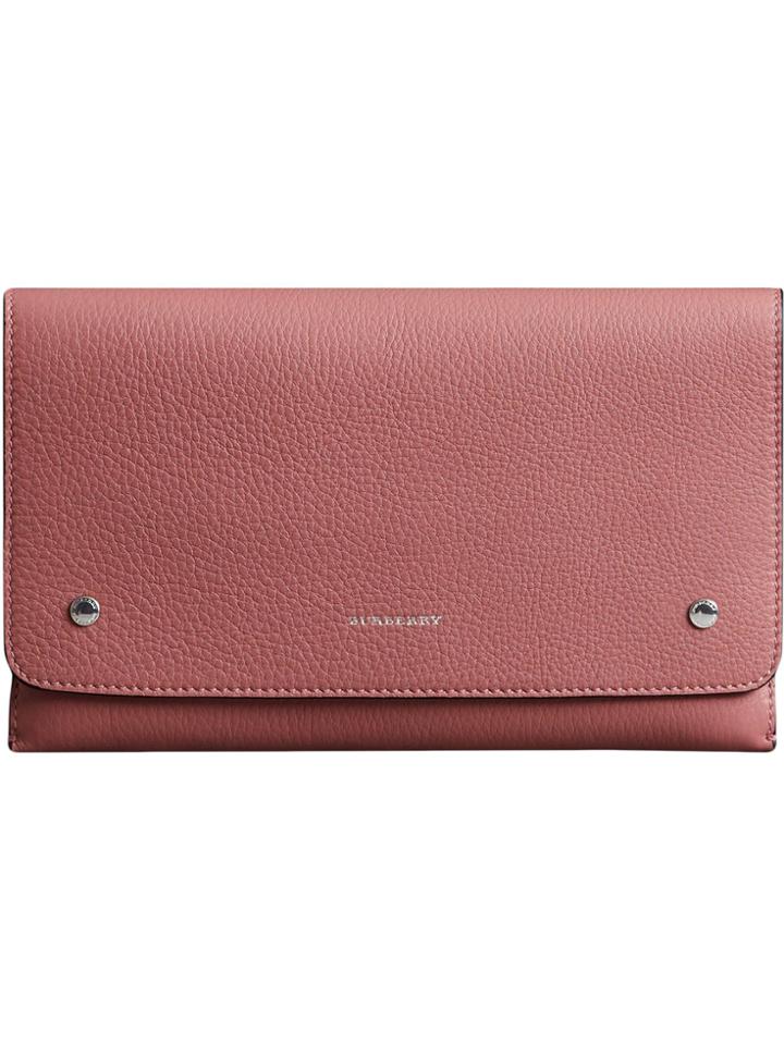Burberry Two-tone Leather Wristlet Clutch - Pink & Purple