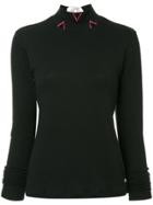 Facetasm Tie Back Mock Neck Blouse - Black