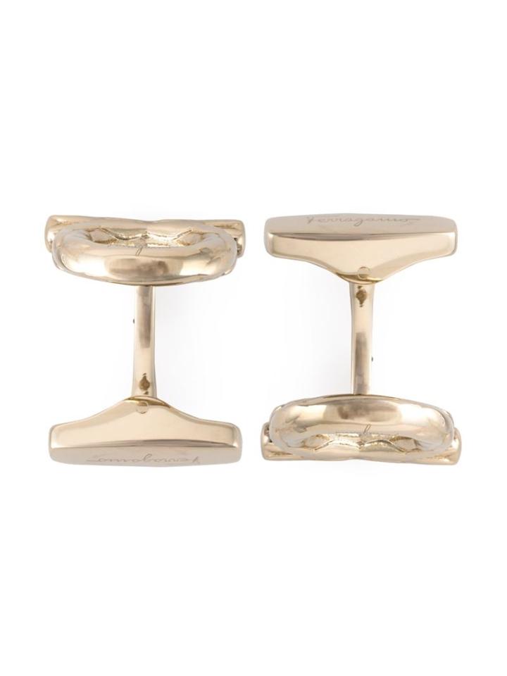 Salvatore Ferragamo Gancio Cufflinks, Men's, Metallic, Brass