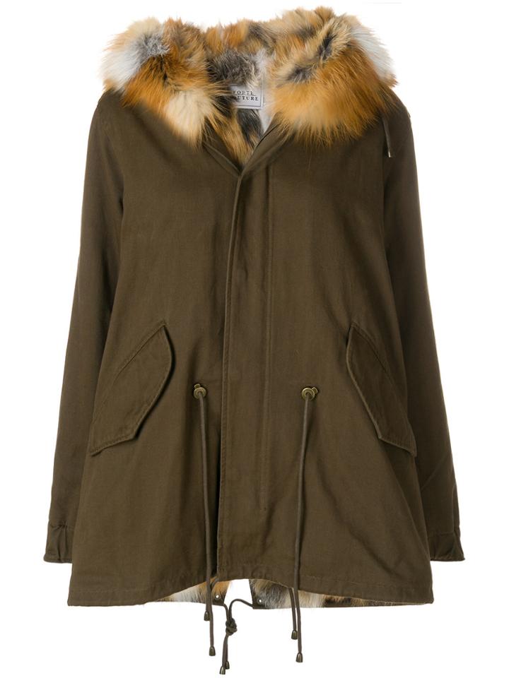 Forte Couture Fox Fur Trim Parka - Green
