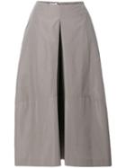 Jil Sander - Cropped Flared Trousers - Women - Silk/cupro - 32, Grey, Silk/cupro