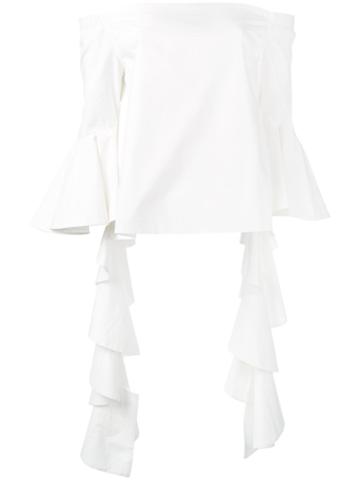 Jovanna Off-shoulder Top, Women's, Size: 6, White, Cotton/polyester