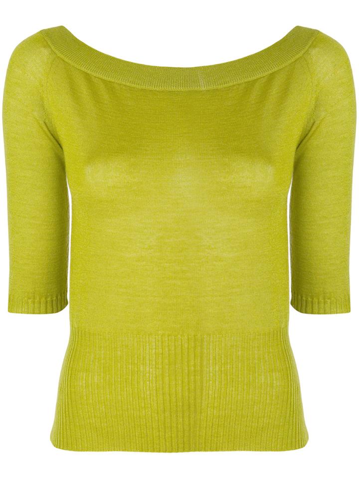 Antonio Marras Cropped Sleeve Boat Neck Sweater - Green