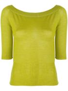 Antonio Marras Cropped Sleeve Boat Neck Sweater - Green