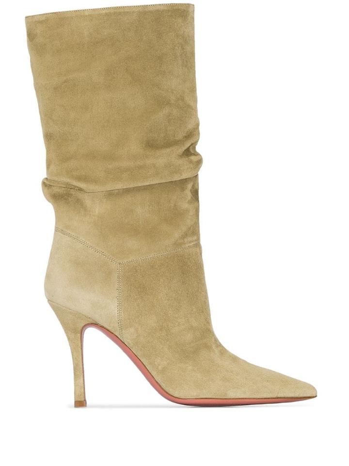 Amina Muaddi X Browns Ida 95mm Slouchy Boots - Green