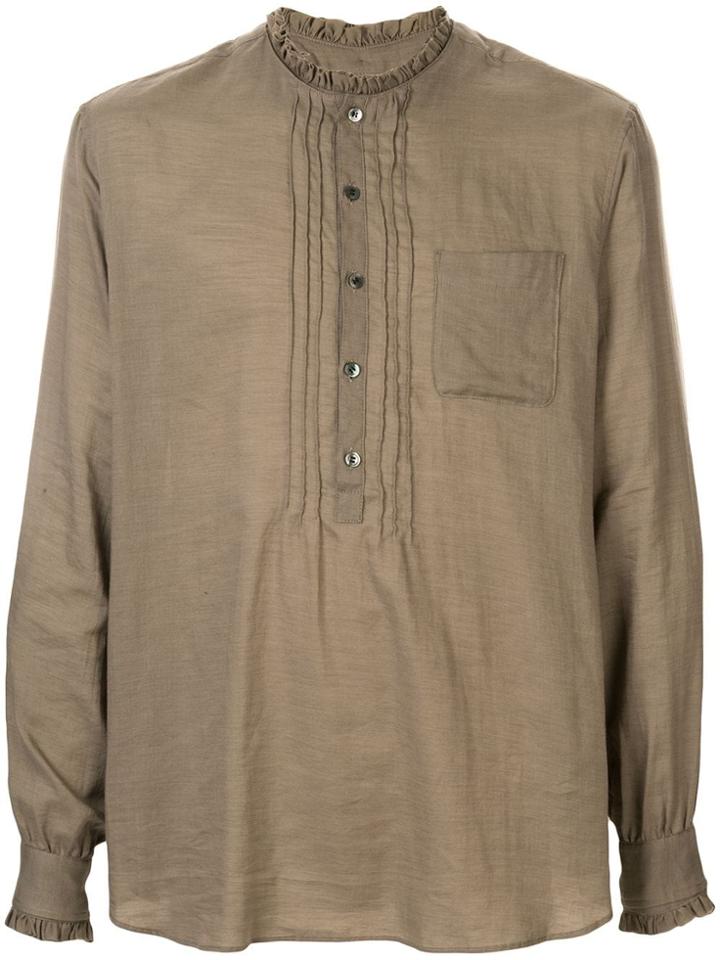 Undercover Pleated Detail Shirt - Brown