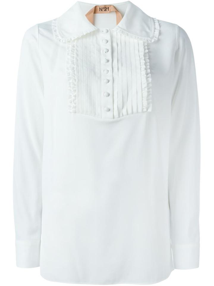 No21 Frill Trim Shirt, Women's, Size: 40, White, Silk/acetate