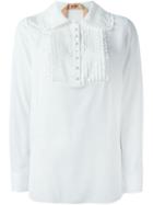 No21 Frill Trim Shirt, Women's, Size: 40, White, Silk/acetate