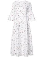 Carven - Floral Print Midi Dress - Women - Silk/cotton/acetate - 38, White, Silk/cotton/acetate