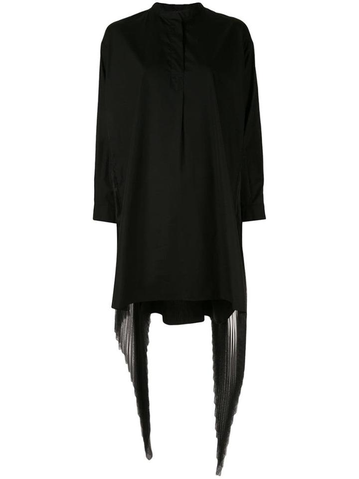 Shanshan Ruan Chiffon-panelled Poplin Dress - Black