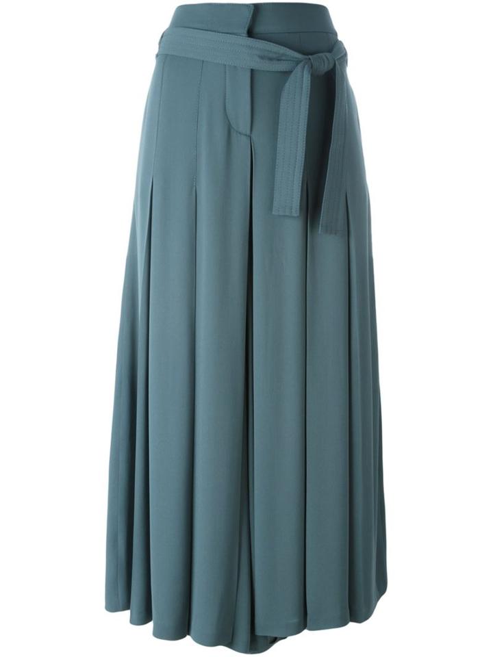 Valentino Pleated Palazzo Pants, Women's, Size: 40, Blue, Silk