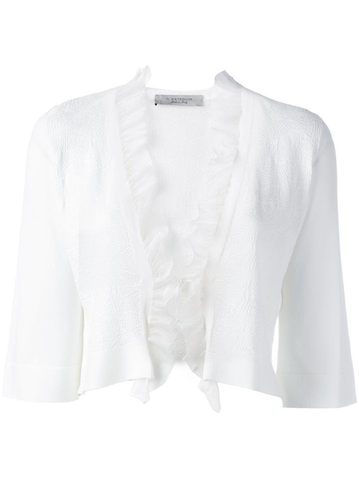 D.exterior Frill-hem Cardigan, Women's, Size: Small, White, Polyamide/polyester/viscose
