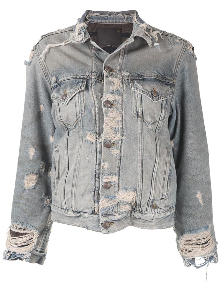 R13 Ripped Denim Jacket - Blue