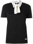 Miu Miu Printed Collar Polo Top, Women's, Size: Small, Black, Cotton