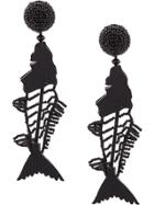 Oscar De La Renta Scribble Beaded Fish Earrings - Black