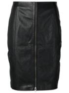 Blk Dnm Zip Detail Short Pencil Skirt, Women's, Size: Xs, Black, Leather