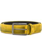 Al Duca D'aosta 1902 Distressed Belt, Men's, Size: 110, Yellow/orange, Leather