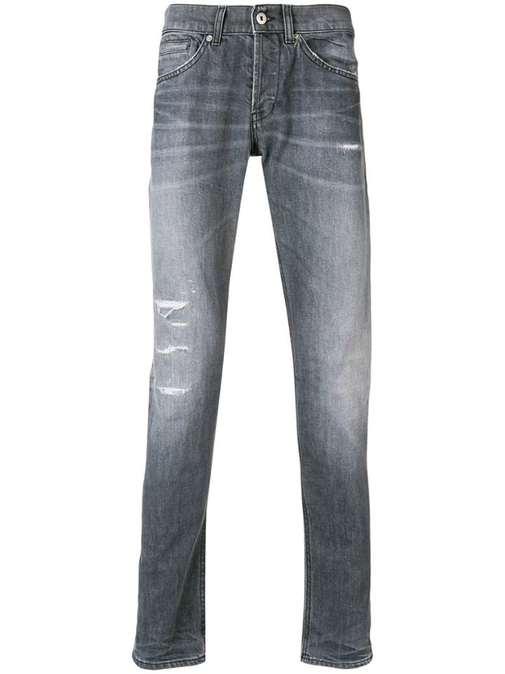 Dondup Distressed Straight-leg Jeans - Grey