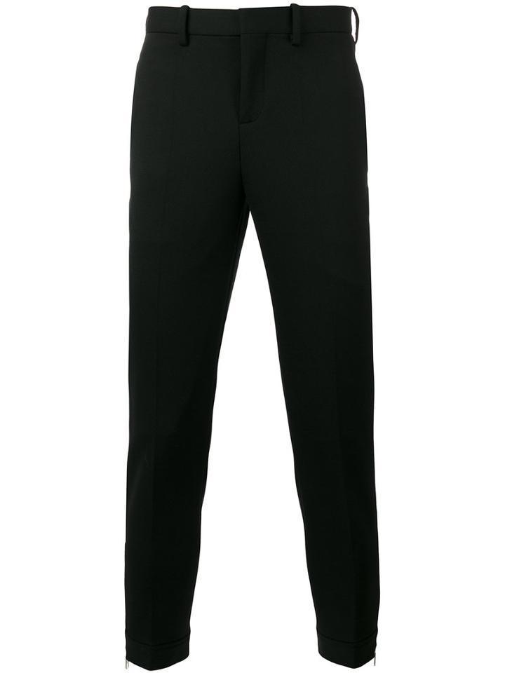 Neil Barrett Zip Detail Tailored Trousers, Men's, Size: 46, Black, Virgin Wool/polyester/spandex/elastane/viscose
