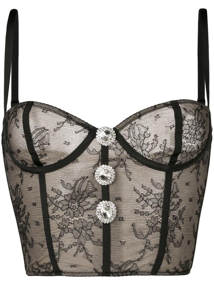 Alessandra Rich Lace Lingerie Top - Black