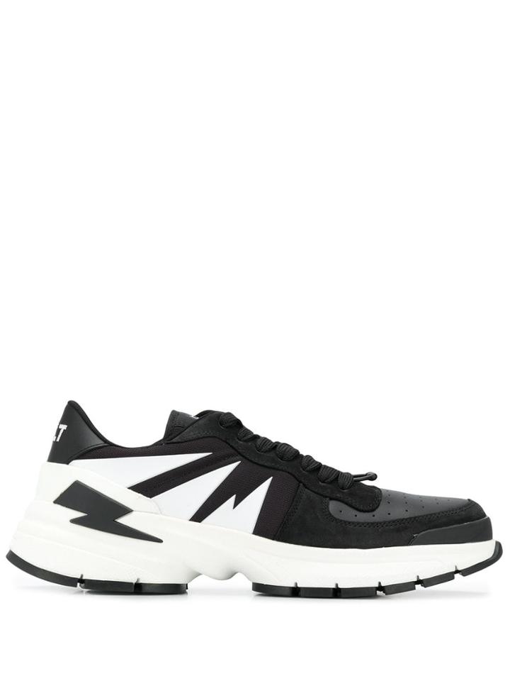 Neil Barrett Tiger Bolt Leather Trainers - Black