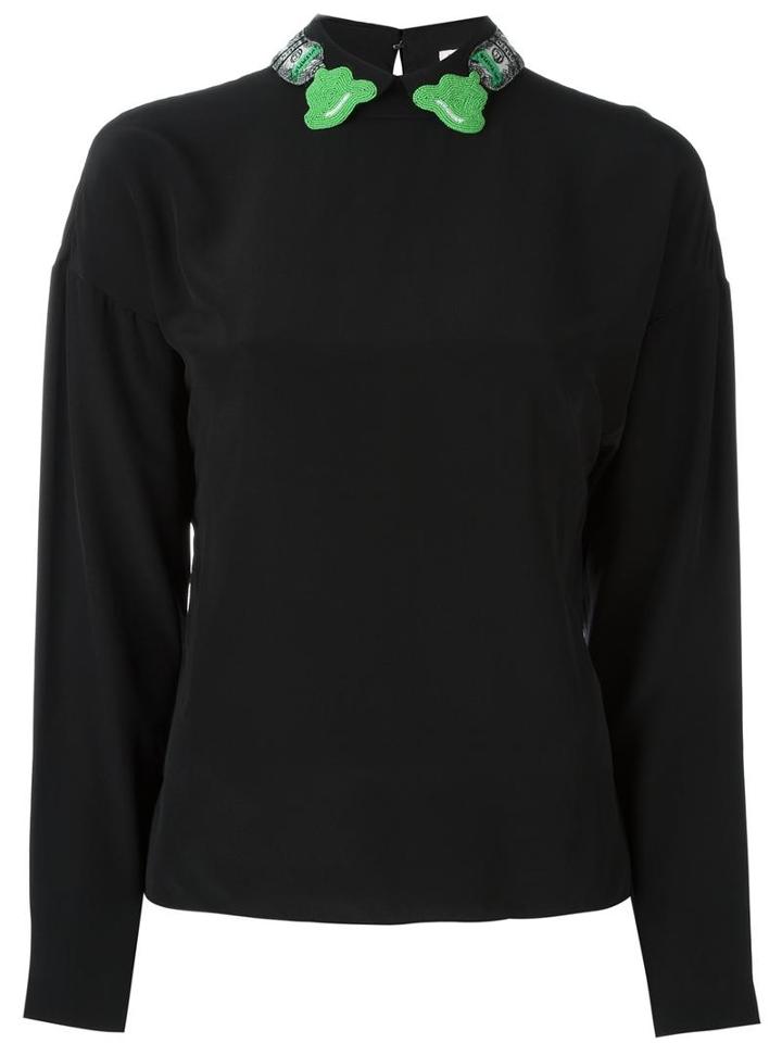 Olympia Le-tan Embellished Collar Blouse, Women's, Size: 36, Black, Silk