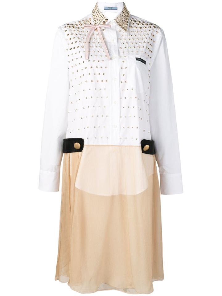 Prada Contrast Shirt Dress - White