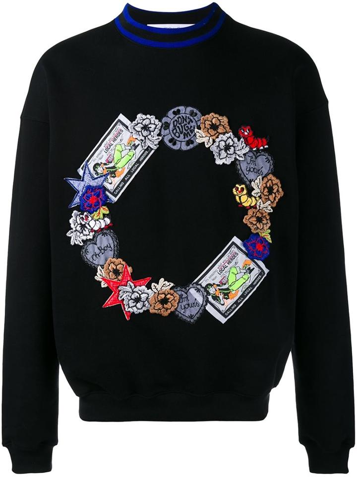 James Long Embroidered Sweatshirt, Men's, Size: Xl, Black, Cotton