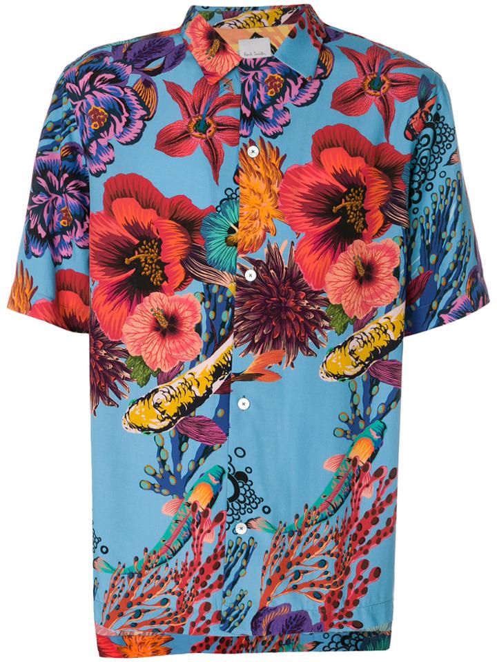 Paul Smith Aquatic Floral Shirt - Blue