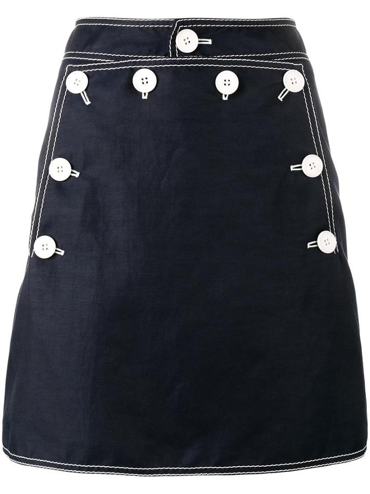 Stella Mccartney Button Mini Skirt, Women's, Size: 38, Blue, Polyamide/cotton/linen/flax